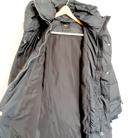 ZARA Puffer Hooded Down Long Black Coat M - Picture 8 of 10